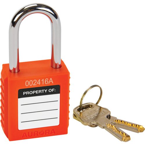 Verrouillage pour les consignations, Cadenas de s&eacute;curit&eacute;, Cl&eacute;s diff&eacute;rentes, Thermoplastique, Largeur de 1-1/2" NTL Industrial