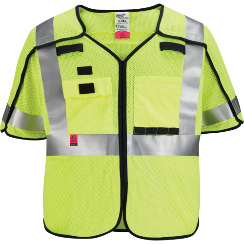 Breakaway Mesh Safety Vest, Black/High Visibility Lime-Yellow, Medium/Small NTL Industrial