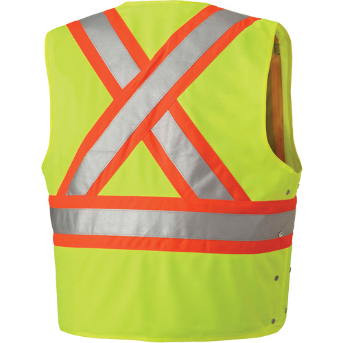 131 Safety Vest with Adjustable Sides, High Visibility Lime-Yellow, 2X-Large/3X-Large, Polyester NTL Industrial
