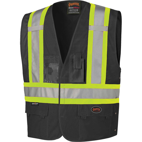 135 Safety Vest with Adjustable Sides, Black, Large/X-Large, Polyester NTL Industrial