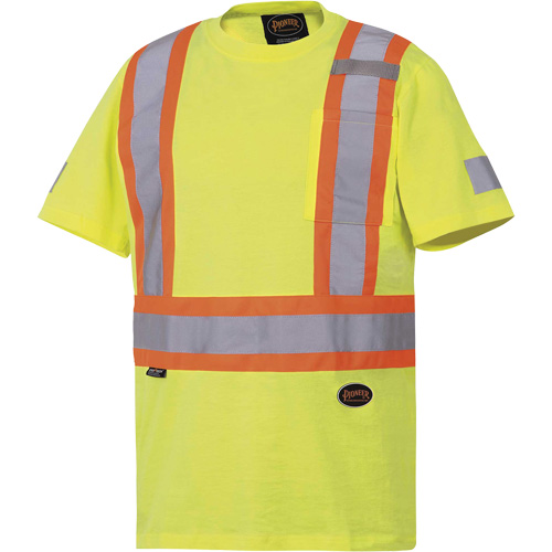 6980 Safety T-Shirt, Cotton, Small, High Visibility Lime-Yellow NTL Industrial