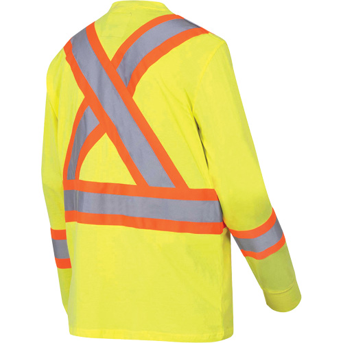 6982 Long-Sleeved Safety Shirt, Cotton, Small, High Visibility Lime-Yellow NTL Industrial