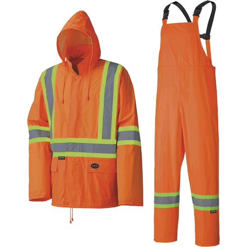 5598 Lightweight Waterproof Rain Suit, Polyester/PVC, Small, High Visibility Orange NTL Industrial