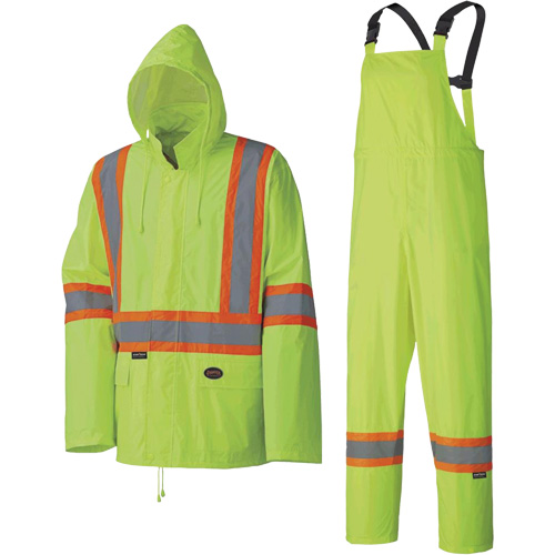 5599 Combinaison de pluie imperm&eacute;able et l&eacute;g&egrave;re, Polyester/PVC, T-petit, Jaune lime haute visibilit&eacute; NTL Industrial