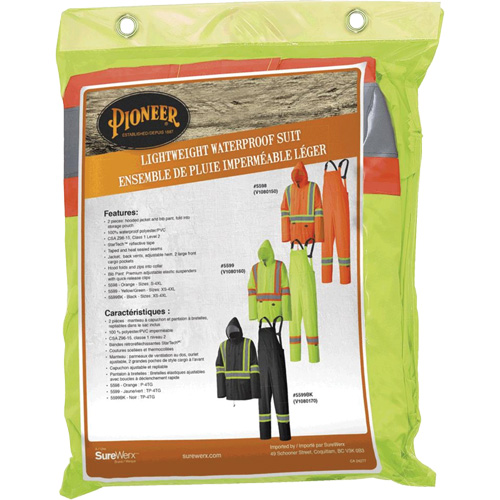 5599 Combinaison de pluie imperm&eacute;able et l&eacute;g&egrave;re, Polyester/PVC, T-petit, Jaune lime haute visibilit&eacute; NTL Industrial