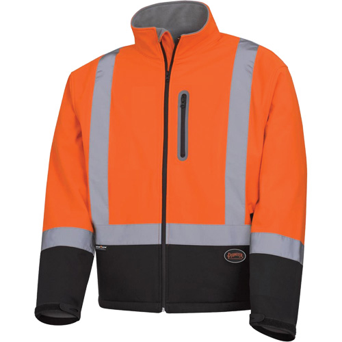 5679 Mechanical-Strength Softshell Safety Jacket, Black/High Visibility Orange, Small NTL Industrial