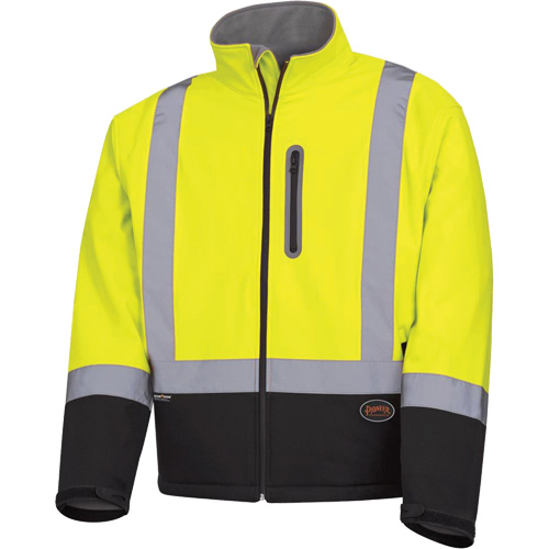 5689 Mechanical-Strength Softshell Safety Jacket, Black/High Visibility Lime-Yellow, Small NTL Industrial