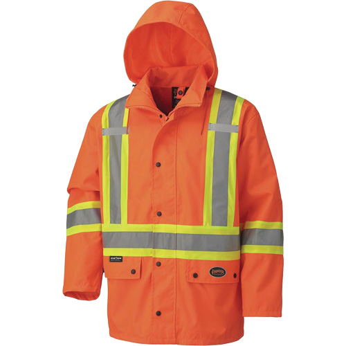 5575A Veste de s&eacute;curit&eacute; imperm&eacute;able avec capuchon amovible 450D, Polyester, Orange haute visibilit&eacute;, Petit NTL Industrial