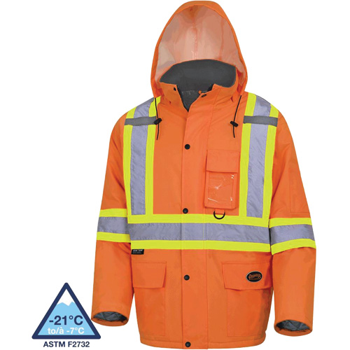 5030 Waterproof Quilted Safety Parka, High Visibility Orange, Small NTL Industrial