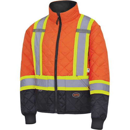 5015 Manteau matelass&eacute; pour cong&eacute;lateur, Polyester, Noir/Orange haute visibilit&eacute;, T-petit NTL Industrial