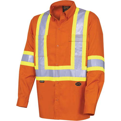 4441 Chemise de s&eacute;curit&eacute; &agrave; manches longues ultra respirante, Coton, Petit, Orange haute visibilit&eacute; NTL Industrial