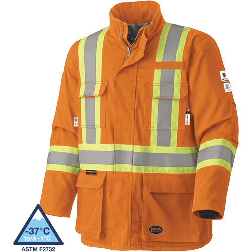 5533 Manteau de s&eacute;curit&eacute; ignifuge, Petit, Orange haute visibilit&eacute;, 58 cal/cm² NTL Industrial