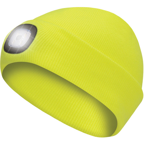 5676 Tuque en tricot avec lampe frontale &agrave; DEL, Doublure en Molleton, Taille unique, Jaune haute visibilit&eacute; NTL Industrial
