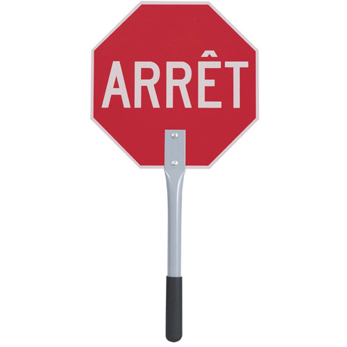 Panneau darr&ecirc;t/ralentissement de circulation – français, 12" x 12", Coroplastique, Français NTL Industrial