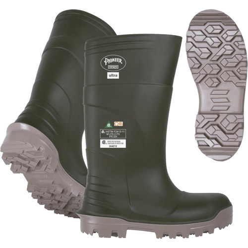 B105FUL.GR Pioneer Ultra Boots, Polyurethane, Steel/Composite Toe, Size 6, Puncture Resistant Sole NTL Industrial