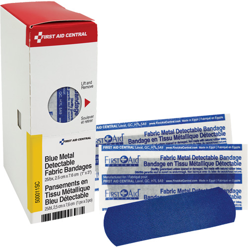 Fabric Blue Detectable Bandages, Rectangular/Square, 1", Fabric Metal Detectable, Sterile NTL Industrial