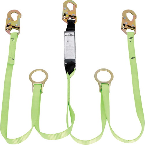 SA-54055-6 Shock Absorbing Lanyard, 6', Snap Hook Center, Snap Hook Leg Ends, Polyester NTL Industrial
