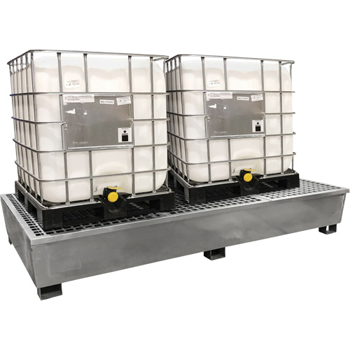 Steel Ultra-Twin IBC Spill Pallet&reg;, 370 US gal. Spill Capacity, 103.8" x 26.8" x 51.1" NTL Industrial
