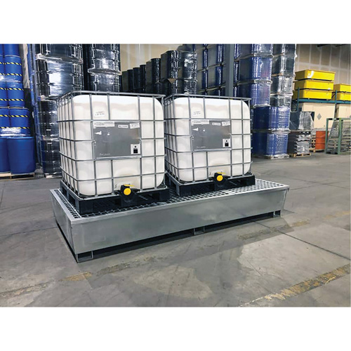 Steel Ultra-Twin IBC Spill Pallet&reg;, 370 US gal. Spill Capacity, 103.8" x 26.8" x 51.1" NTL Industrial