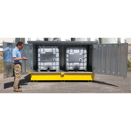Ultra-Twin IBC en acier avec couvercle rigide, 123,4" lo x 73,4" la x 66,4" h, Capacit&eacute; de charge 12250 lb NTL Industrial