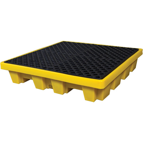 Ultra-Spill Pallet emboitable, 4 barils, Capacit&eacute; de d&eacute;versement 66 gal. US, 51" x 51" x 10" NTL Industrial