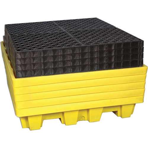 Ultra-Spill Pallet emboitable, 4 barils, Capacit&eacute; de d&eacute;versement 66 gal. US, 51" x 51" x 10" NTL Industrial