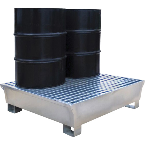 Ultra-Spill Pallet en acier, 2 barils, Capacit&eacute; de d&eacute;versement 68 gal. US, 47,2" x 31,4" x 17,4" NTL Industrial