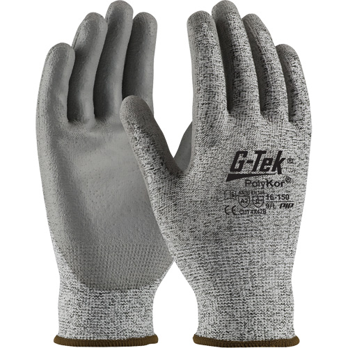 Gants r&eacute;sistants aux coupures G-Tek en tricot sans couture, Taille T-petit, Calibre 13, Rev&ecirc;tement Polyur&eacute;thane, Enveloppe en PolyKor, ASTM ANSI niveau A2/EN 388 niveau B NTL Industrial