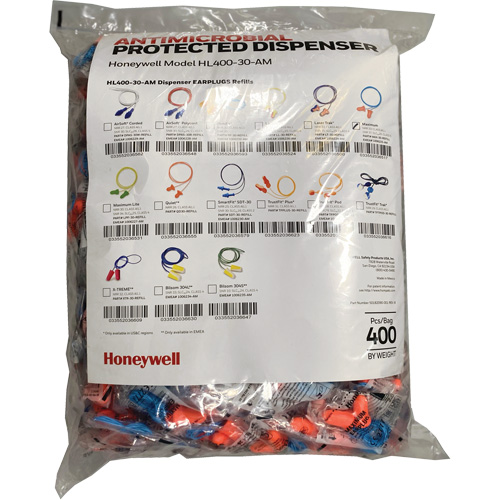 Recharge de bouchons doreille Max-30 pour le distributeur HL400, Vrac - Sac en poly, Avec cordon NTL Industrial