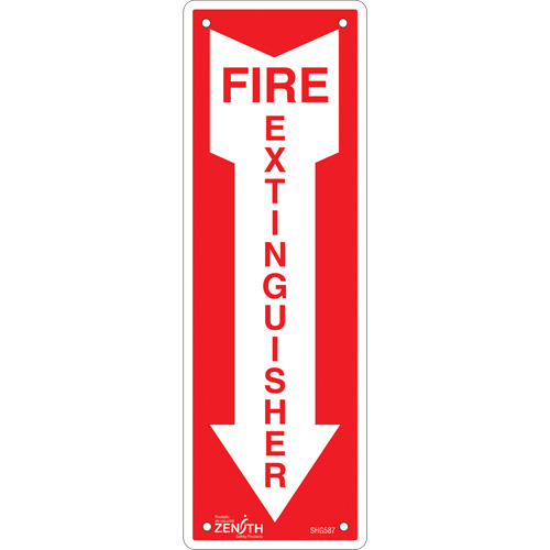 Enseigne Fire Extinguisher, 12" x 4", Aluminium, Anglais avec pictogramme NTL Industrial