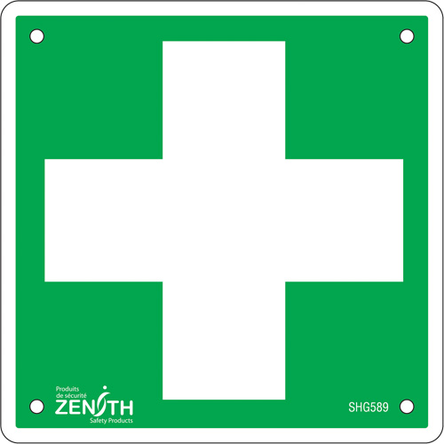 First Aid Sign, 6" x 6", Aluminum, Pictogram NTL Industrial