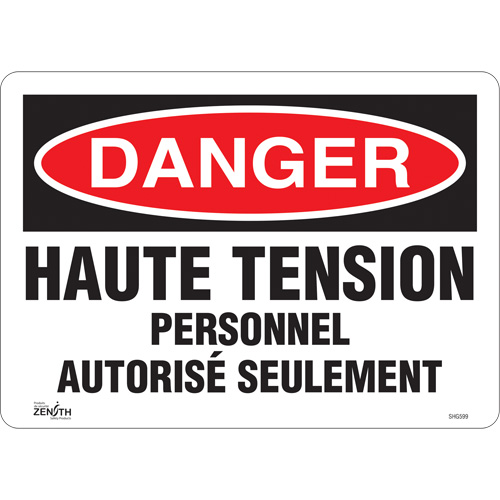 Enseigne  Haute tension , 10" x 14", Vinyle, Français NTL Industrial