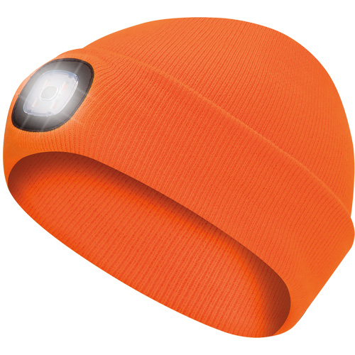 5675 Tuque en tricot avec lampe frontale &agrave; DEL, Doublure en Molleton, Taille unique, Orange haute visibilit&eacute; NTL Industrial