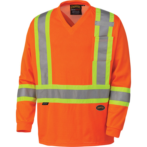 6984 Traffic Micro Mesh Long-Sleeved Safety Shirt, Small, High Visibility Orange NTL Industrial