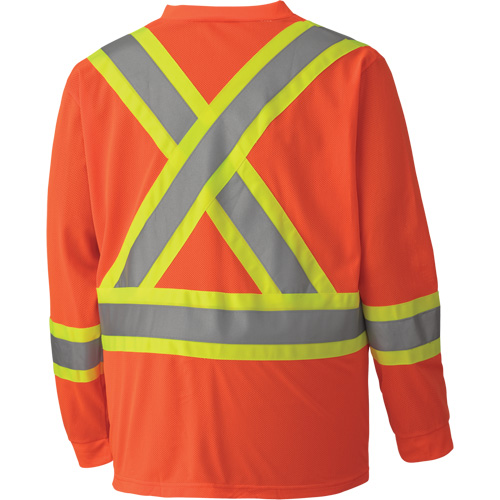 6984 Traffic Micro Mesh Long-Sleeved Safety Shirt, Small, High Visibility Orange NTL Industrial