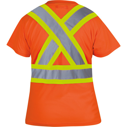 6948 Women's Bird's-Eye Safety T-Shirt, Polyester, X-Small, High Visibility Orange NTL Industrial