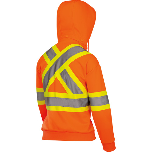 6924W Women's Fleece Hoodie with Zipper, Polyester, X-Small, High Visibility Orange NTL Industrial