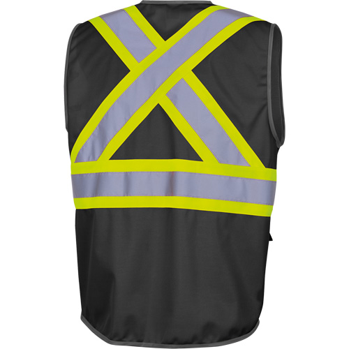 6959BK Veste de s&eacute;curit&eacute; haute visibilit&eacute; en tricot chaîne avec fermeture &agrave; glissi&egrave;re, Noir, T-petit, Polyester NTL Industrial