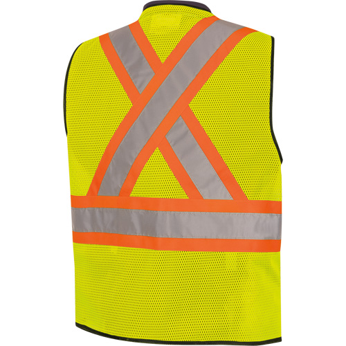 6895 High-Visibility Zip Front Bi-Colour Safety Vest, Black/High Visibility Lime-Yellow, 2X-Large/3X-Large, Polyester NTL Industrial