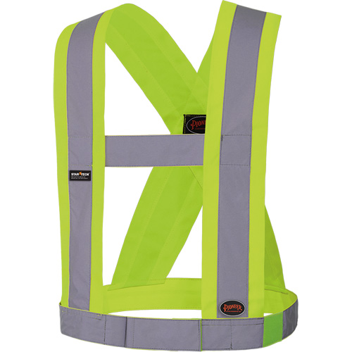 5493 High-Visibility 4" Wide Adjustable Safety Sash, Meets/Exceeds CSA Z96 Class 2 - Level 2, High Visibility Lime-Yellow, Silver Reflective Colour, One Size NTL Industrial
