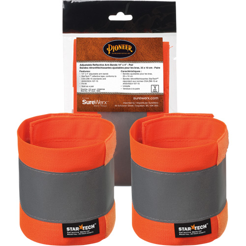 140A Brassard r&eacute;fl&eacute;chissant ajustable orange haute visibilit&eacute; de 14" X 4" NTL Industrial