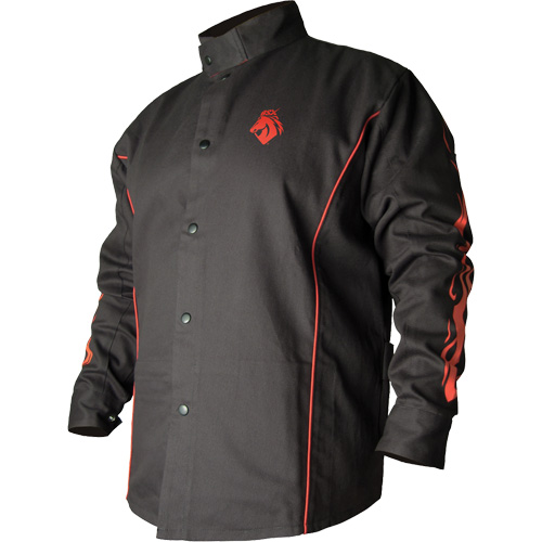 BSX&reg; Contoured FR Welding Jacket, Cotton, 2X-Large, Black NTL Industrial