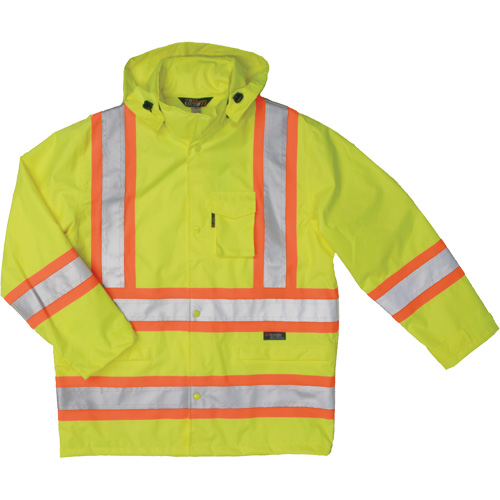 Manteau de s&eacute;curit&eacute; imperm&eacute;able en tissu ind&eacute;chirable Ripstop, Polyester, Petit, Jaune lime haute visibilit&eacute; NTL Industrial