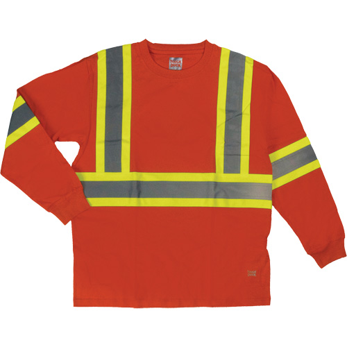 Long Sleeve Safety T-Shirt, Cotton, X-Small, High Visibility Orange NTL Industrial
