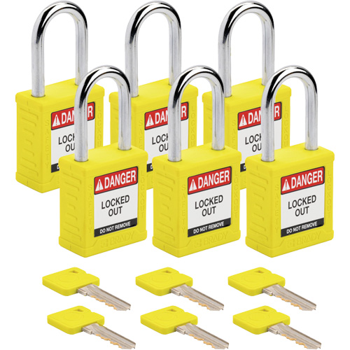 Velocity Lockout Padlocks, Yellow, Keyed Alike, Nylon, 1-1/2" Width NTL Industrial