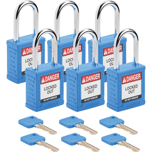 Cadenas de verrouillage Velocity, Bleu, Cl&eacute;s diff&eacute;rentes, Nylon, Largeur de 1-1/2" NTL Industrial