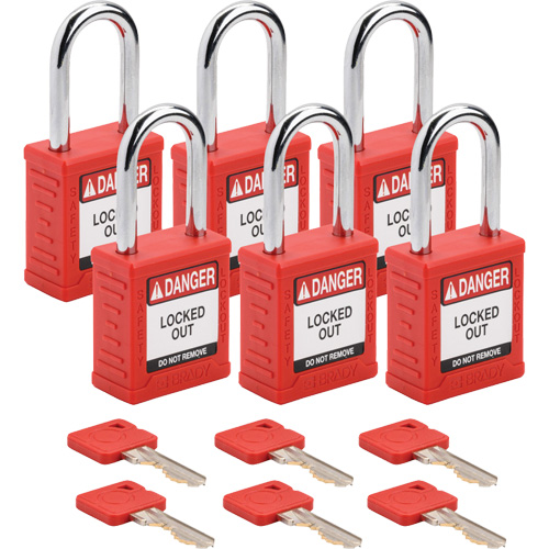 Velocity Lockout Padlocks, Red, Keyed Alike, Nylon, 1-1/2" Width NTL Industrial