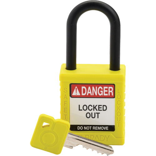 Velocity Safety Lockout Padlock, Yellow, Keyed Different, Nylon, 1-1/2" Width NTL Industrial