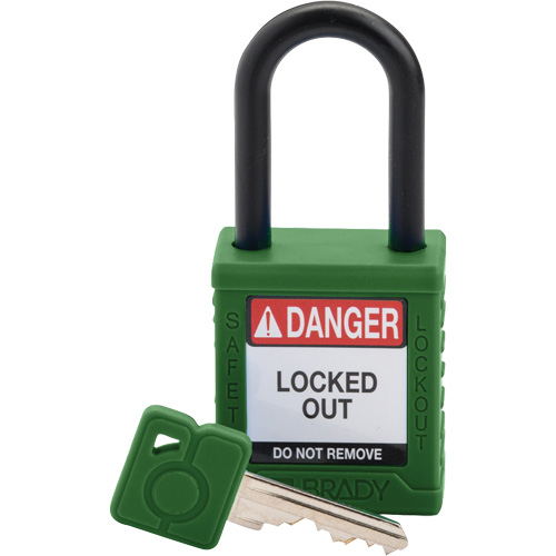 Cadenas de verrouillage de s&eacute;curit&eacute; Velocity, Vert, Cl&eacute;s diff&eacute;rentes, Nylon, Largeur de 1-1/2" NTL Industrial
