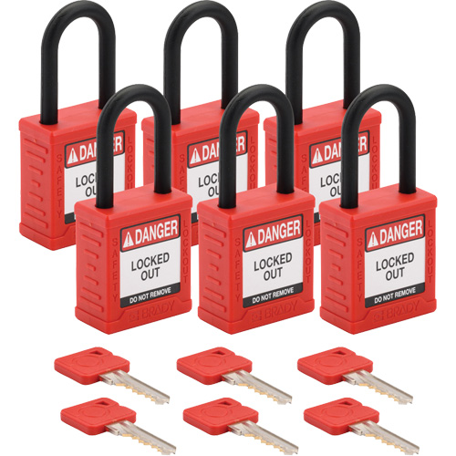 Velocity Lockout Padlocks, Red, Keyed Alike, Nylon, 1-1/2" Width NTL Industrial